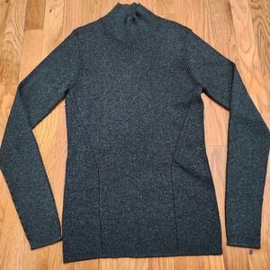 Diane Von Furstenberg Tess Mock Neck‎ Metallic Top In Holiday Green